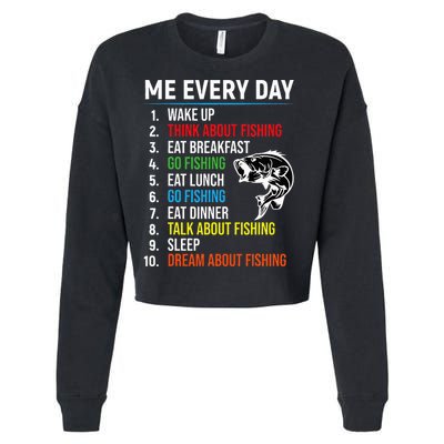 Me Every Day Funny Fishing For Men Fisherman Cropped Pullover Crew