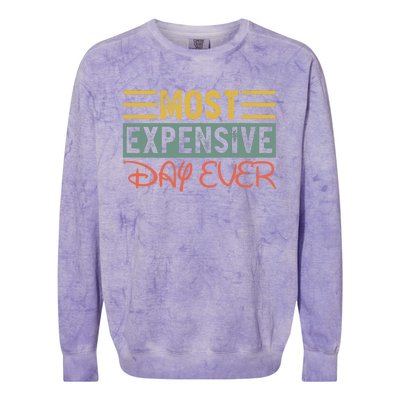 Most Expensive Day Ever Vacation Travel Funny Saying Colorblast Crewneck Sweatshirt