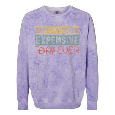 Most Expensive Day Ever Vacation Travel Funny Saying Colorblast Crewneck Sweatshirt