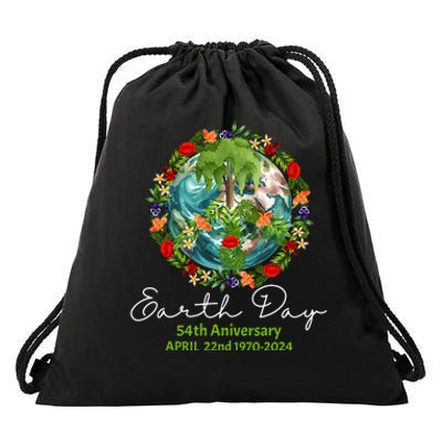 Mother Earth Day 54th Anniversary 1970 2024 Save Planet Drawstring Bag