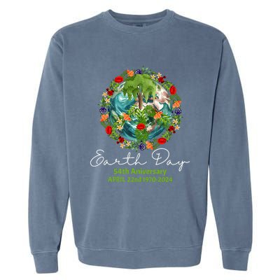 Mother Earth Day 54th Anniversary 1970 2024 Save Planet Garment-Dyed Sweatshirt