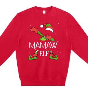 Mamaw Elf Dabbing Santa Claus Xmas For Family Christmas Great Gift Premium Crewneck Sweatshirt