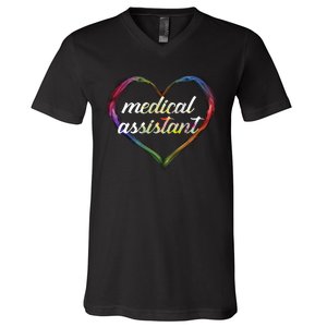 Medical Assistant Colorful Heart V-Neck T-Shirt