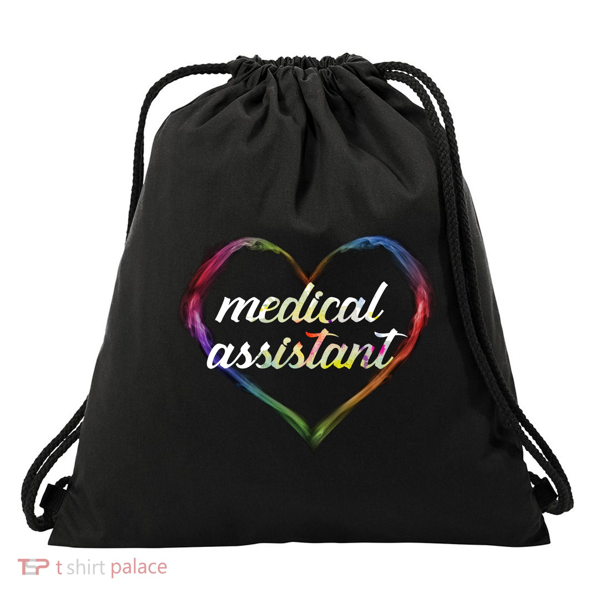 Medical Assistant Colorful Heart Drawstring Bag