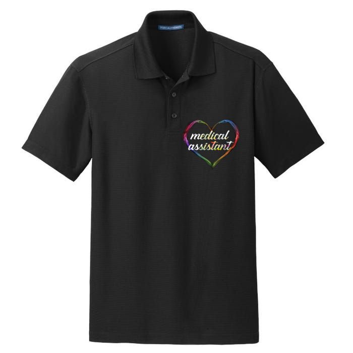 Medical Assistant Colorful Heart Dry Zone Grid Polo