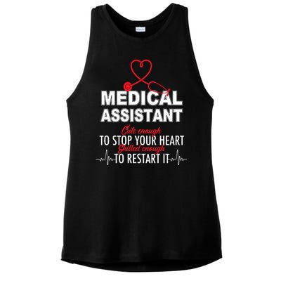 Medical Assistant Cute Enough To Stop Your Heart Ladies PosiCharge Tri-Blend Wicking Tank