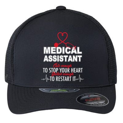 Medical Assistant Cute Enough To Stop Your Heart Flexfit Unipanel Trucker Cap