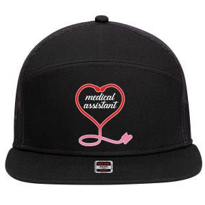 Medical Assistant Stethoscope Heart 7 Panel Mesh Trucker Snapback Hat