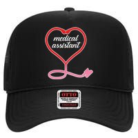 Medical Assistant Stethoscope Heart High Crown Mesh Back Trucker Hat