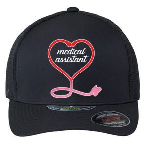 Medical Assistant Stethoscope Heart Flexfit Unipanel Trucker Cap