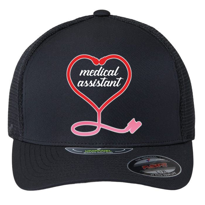 Medical Assistant Stethoscope Heart Flexfit Unipanel Trucker Cap