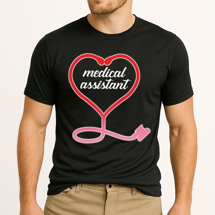 Medical Assistant Stethoscope Heart Cooling Performance Crew T-Shirt