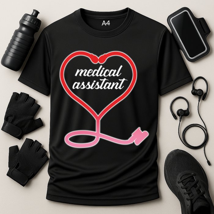 Medical Assistant Stethoscope Heart Cooling Performance Crew T-Shirt