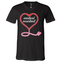 Medical Assistant Stethoscope Heart V-Neck T-Shirt