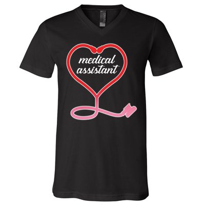 Medical Assistant Stethoscope Heart V-Neck T-Shirt