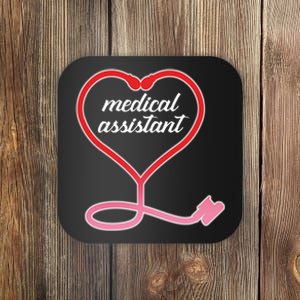 Medical Assistant Stethoscope Heart Coaster