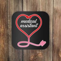 Medical Assistant Stethoscope Heart Coaster