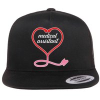 Medical Assistant Stethoscope Heart Flat Bill Trucker Hat