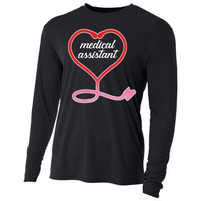 Medical Assistant Stethoscope Heart Cooling Performance Long Sleeve Crew