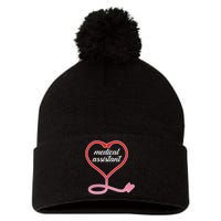 Medical Assistant Stethoscope Heart Pom Pom 12in Knit Beanie