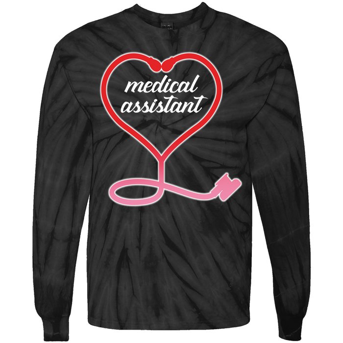 Medical Assistant Stethoscope Heart Tie-Dye Long Sleeve Shirt