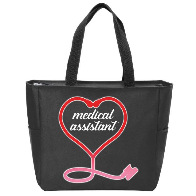 Medical Assistant Stethoscope Heart Zip Tote Bag