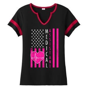 Medical Assistant USA Flag Ladies Halftime Notch Neck Tee