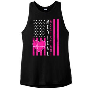 Medical Assistant USA Flag Ladies PosiCharge Tri-Blend Wicking Tank