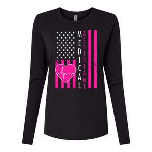 Medical Assistant USA Flag Womens Cotton Relaxed Long Sleeve T-Shirt