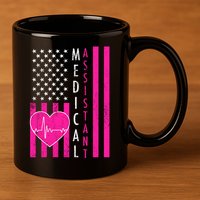 Medical Assistant USA Flag 11oz C Handle Ceramic Mug