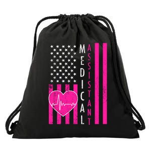 Medical Assistant USA Flag Drawstring Bag