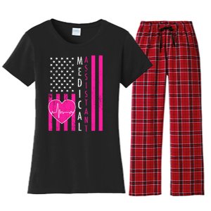 Medical Assistant USA Flag Women's Flannel Pajama Set