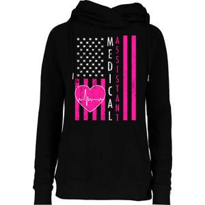 Medical Assistant USA Flag Womens Funnel Neck Pullover Hood