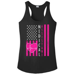 Medical Assistant USA Flag Ladies PosiCharge Competitor Racerback Tank