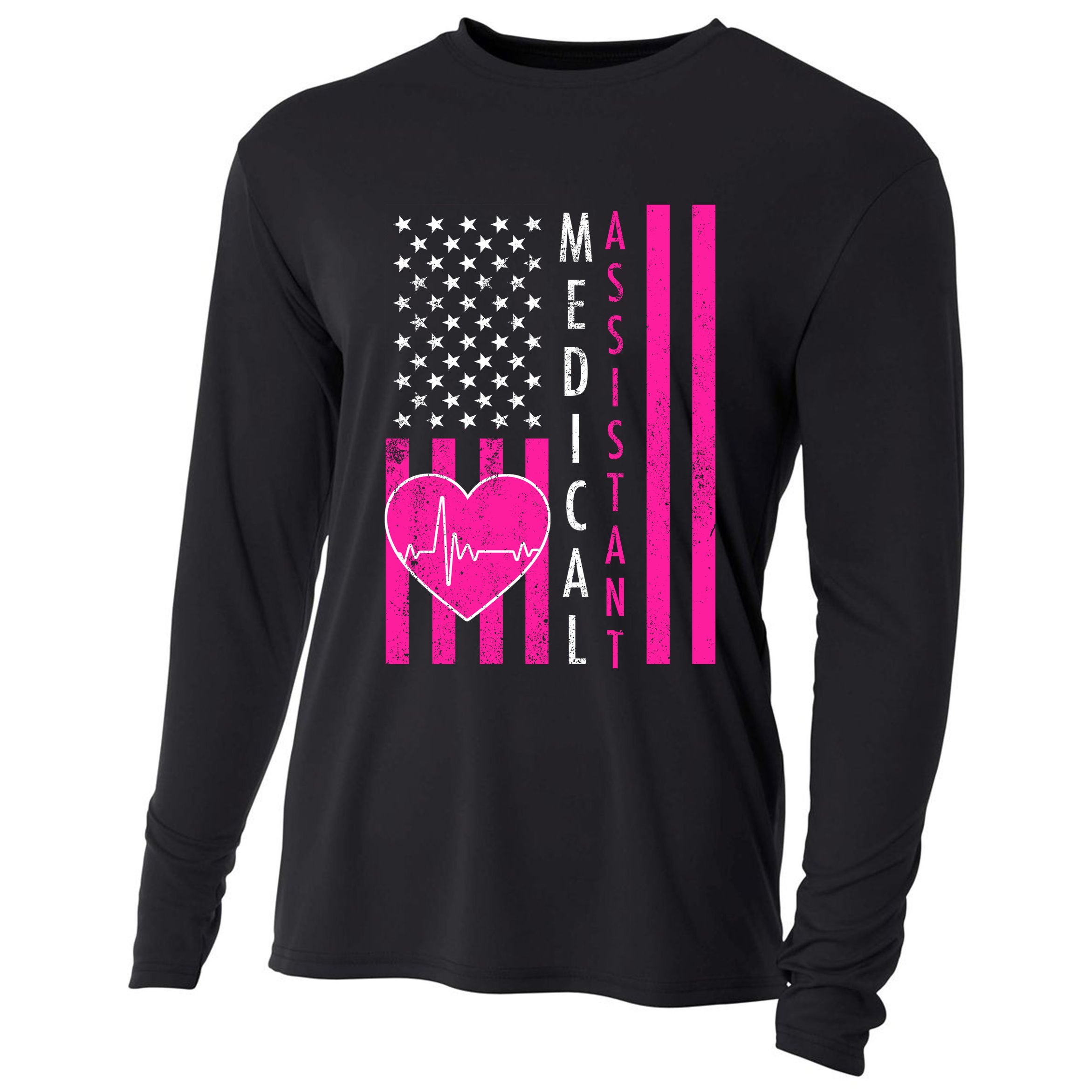 Medical Assistant USA Flag Cooling Performance Long Sleeve Crew