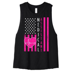 Medical Assistant USA Flag Women's Racerback Cropped Tank