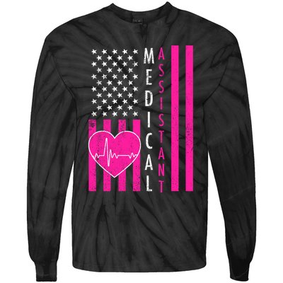 Medical Assistant USA Flag Tie-Dye Long Sleeve Shirt