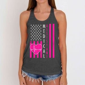 Medical Assistant USA Flag Women's Knotted Racerback Tank