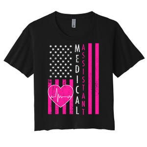 Medical Assistant USA Flag Women's Crop Top Tee