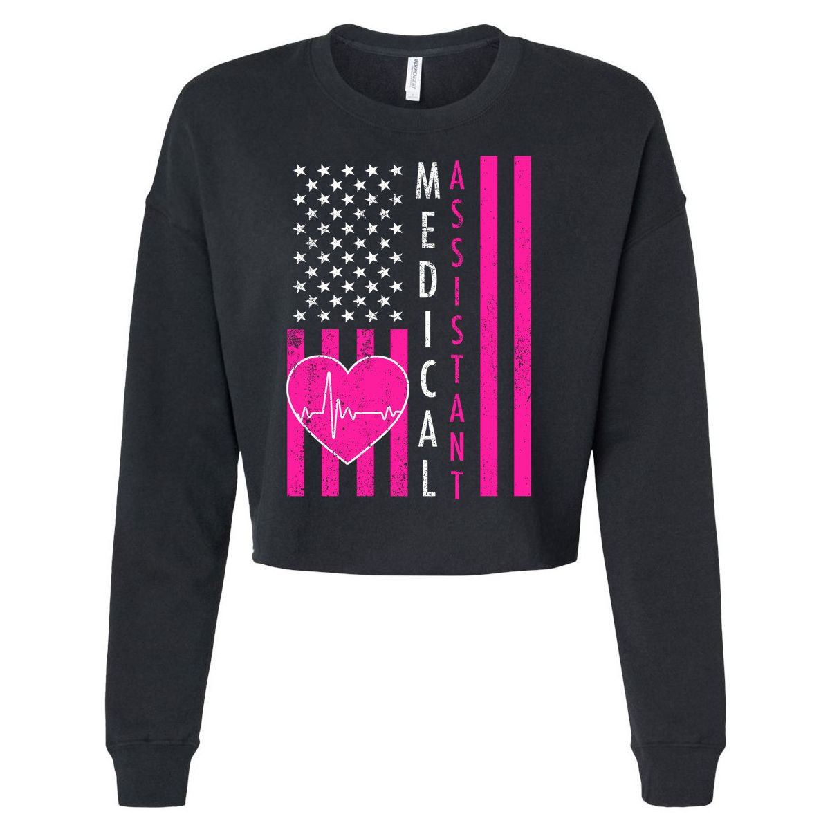 Medical Assistant USA Flag Cropped Pullover Crew