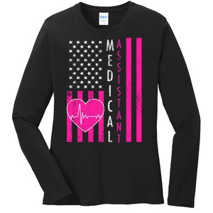 Medical Assistant USA Flag Ladies Long Sleeve Shirt