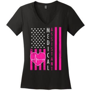 Medical Assistant USA Flag Women's V-Neck T-Shirt