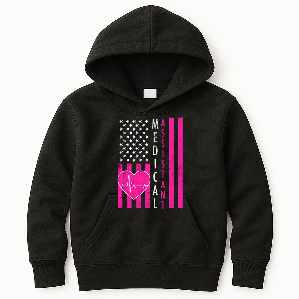 Medical Assistant USA Flag Kids Hoodie