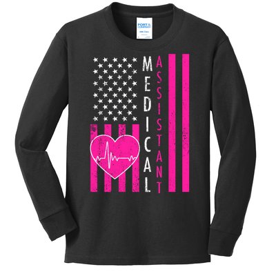 Medical Assistant USA Flag Kids Long Sleeve Shirt