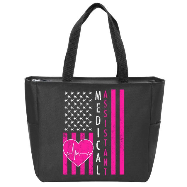 Medical Assistant USA Flag Zip Tote Bag