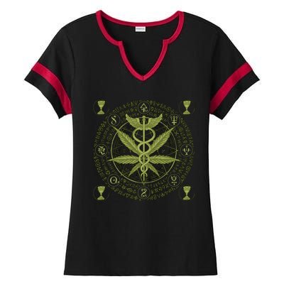 Medical Marijuana Alchemy Circle Ladies Halftime Notch Neck Tee