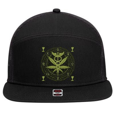 Medical Marijuana Alchemy Circle 7 Panel Mesh Trucker Snapback Hat