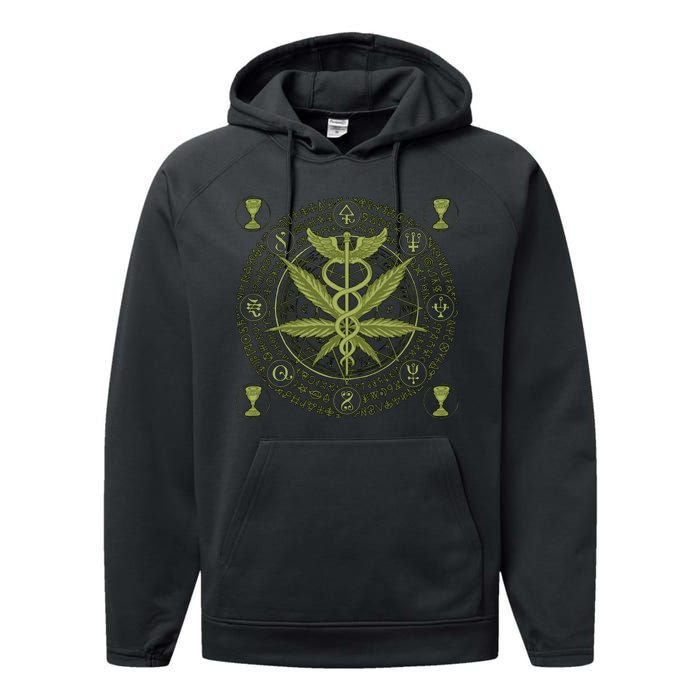 Medical Marijuana Alchemy Circle Performance Fleece Hoodie