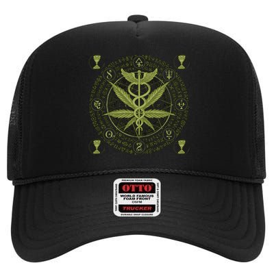 Medical Marijuana Alchemy Circle High Crown Mesh Back Trucker Hat