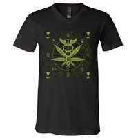 Medical Marijuana Alchemy Circle V-Neck T-Shirt